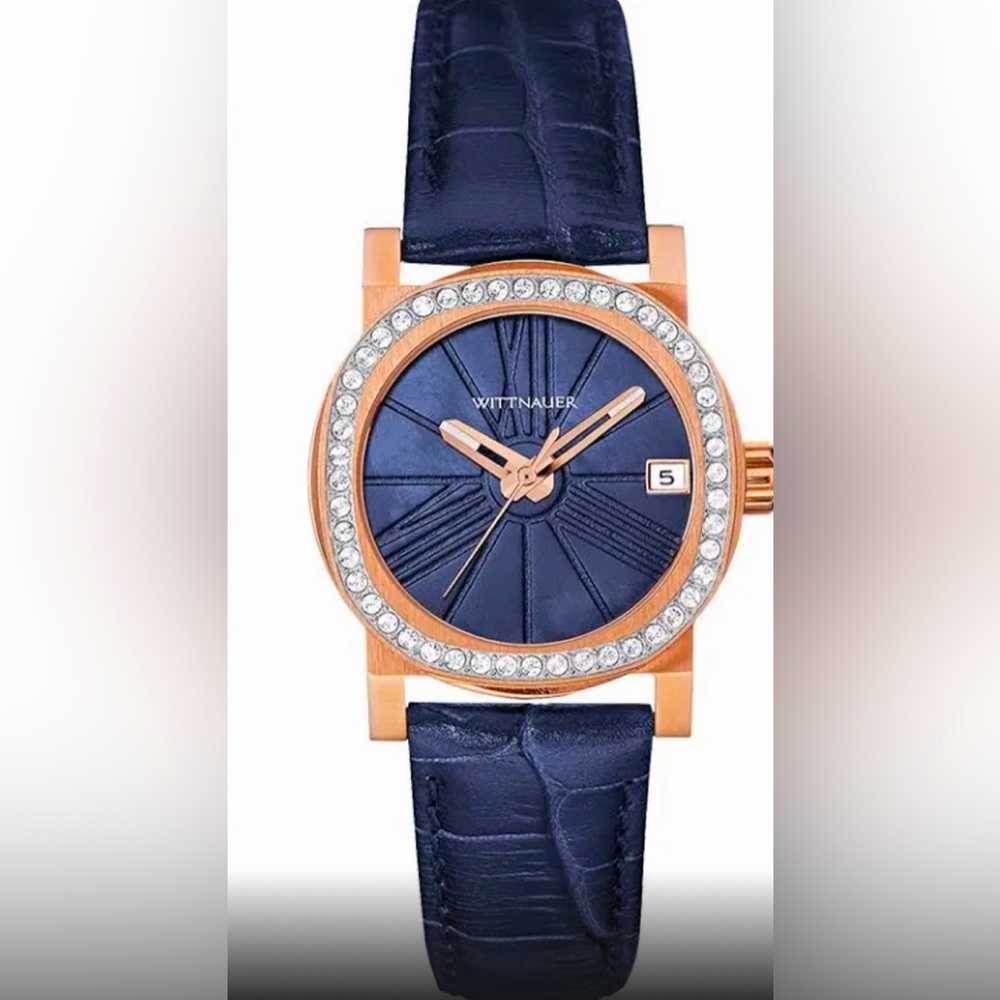 Wittnauer Women's Leather Watch with dimaond bezel